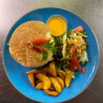 Indian mixed vegetables and quinoa burger